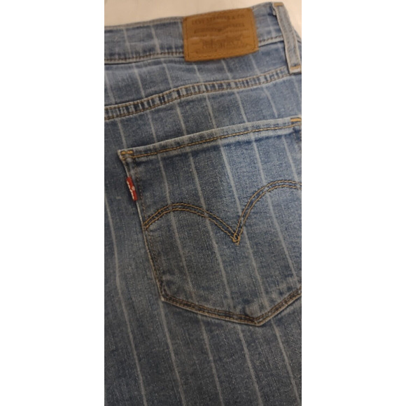 Levis Premium Jeans 724 Women's 28 High Rise Straight Leg Blue Wide Stripe Ankle - Picture 11 of 12